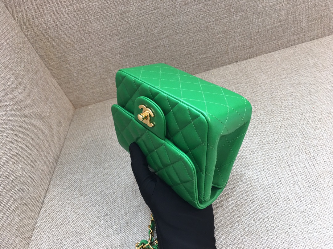 Mini Classic Flap Lambskin Bag A01115 Green/Gold